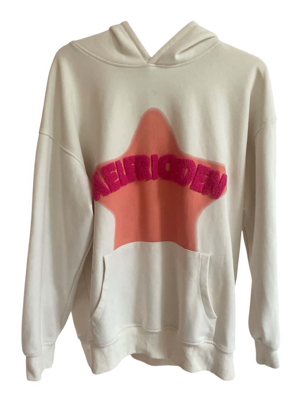 Aelfric Eden Star Vintage Cream Hoodie Medium Oversized Chenille Y2K Streetwear